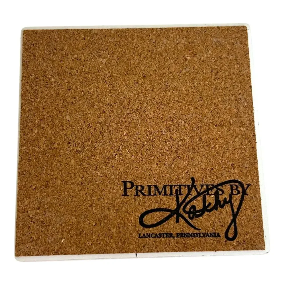 Primitives by Kathy Stoneware Cork Bottom Cute Wine Coaster